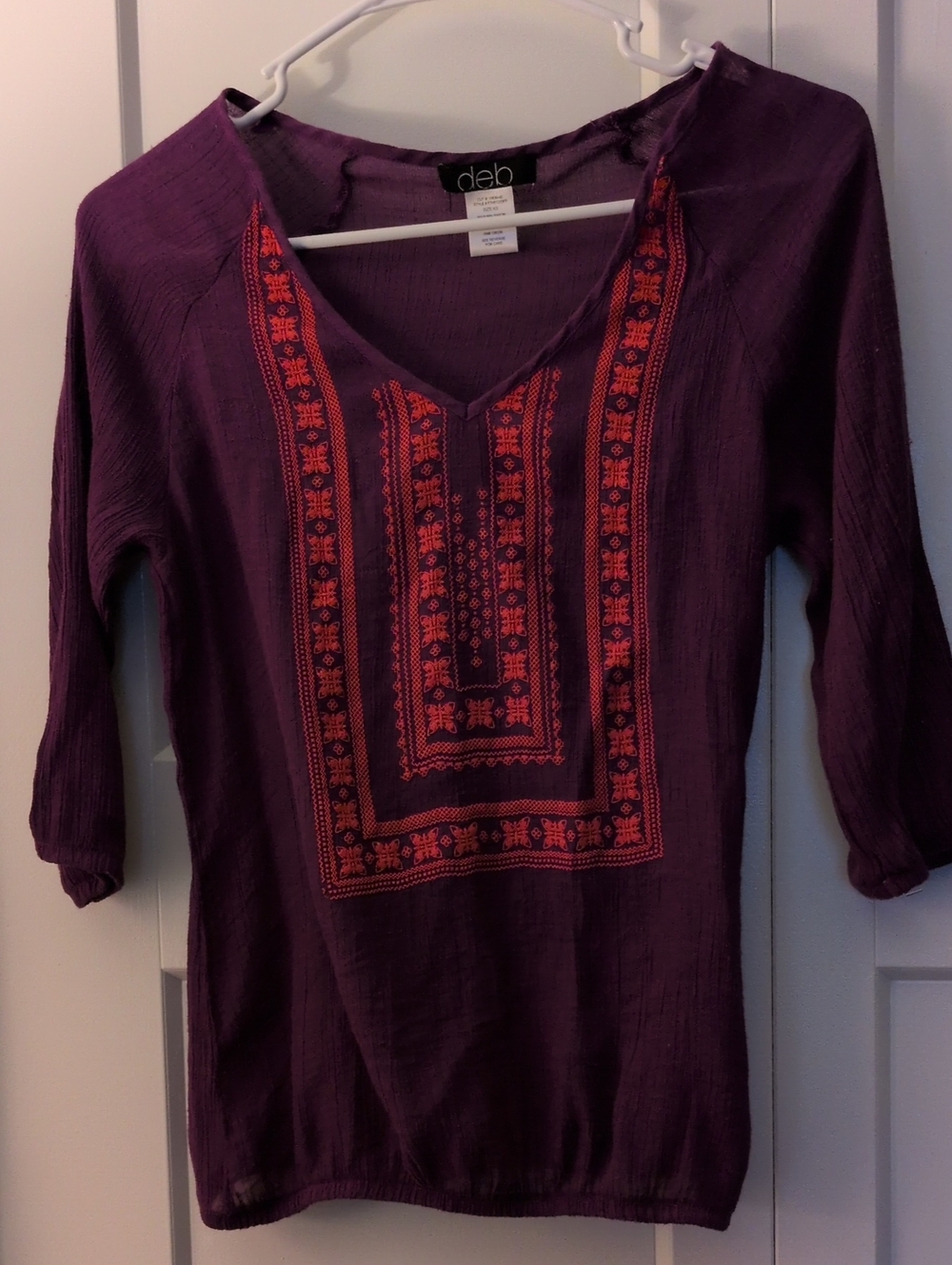 Purple Tunic with Red Embroidered Front